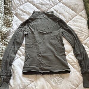 Gray sheer Long Sleeve Top